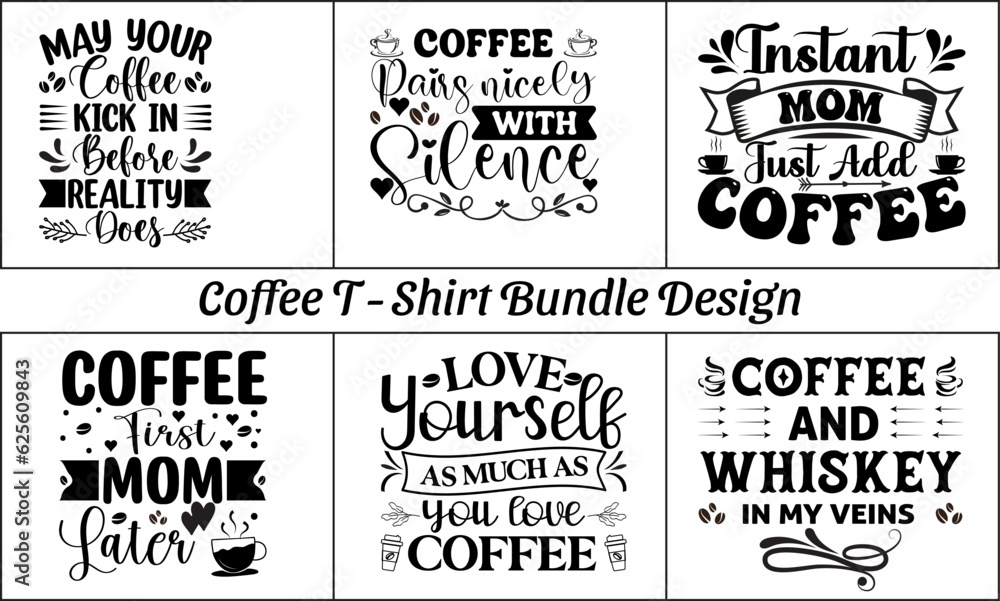 Fototapeta premium Coffee T-Shirt Bundle Design