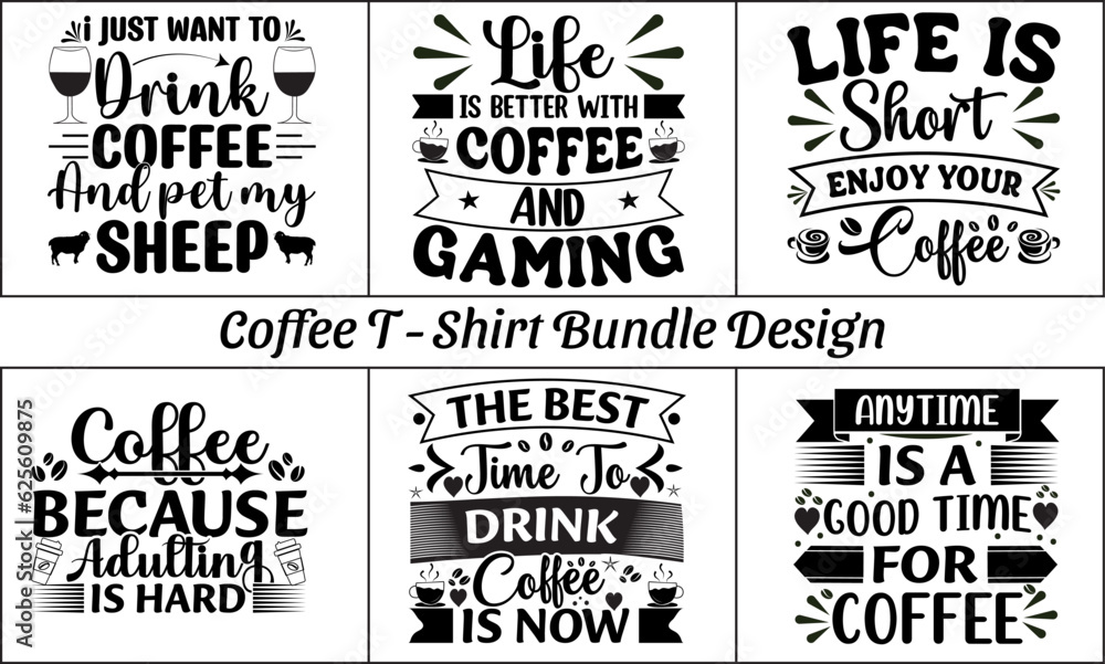 Fototapeta premium Coffee T-Shirt Bundle Design