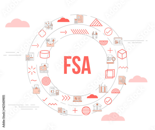 fsa flexible spending account concept with icon set template banner and circle round shape