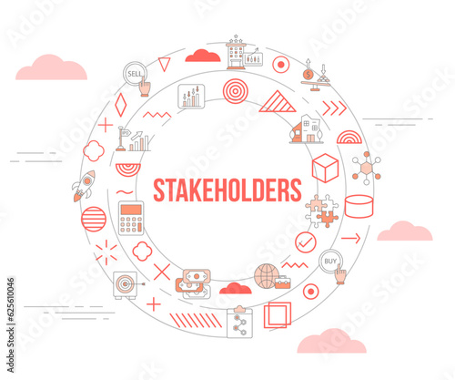stakeholders concept with icon set template banner and circle round shape