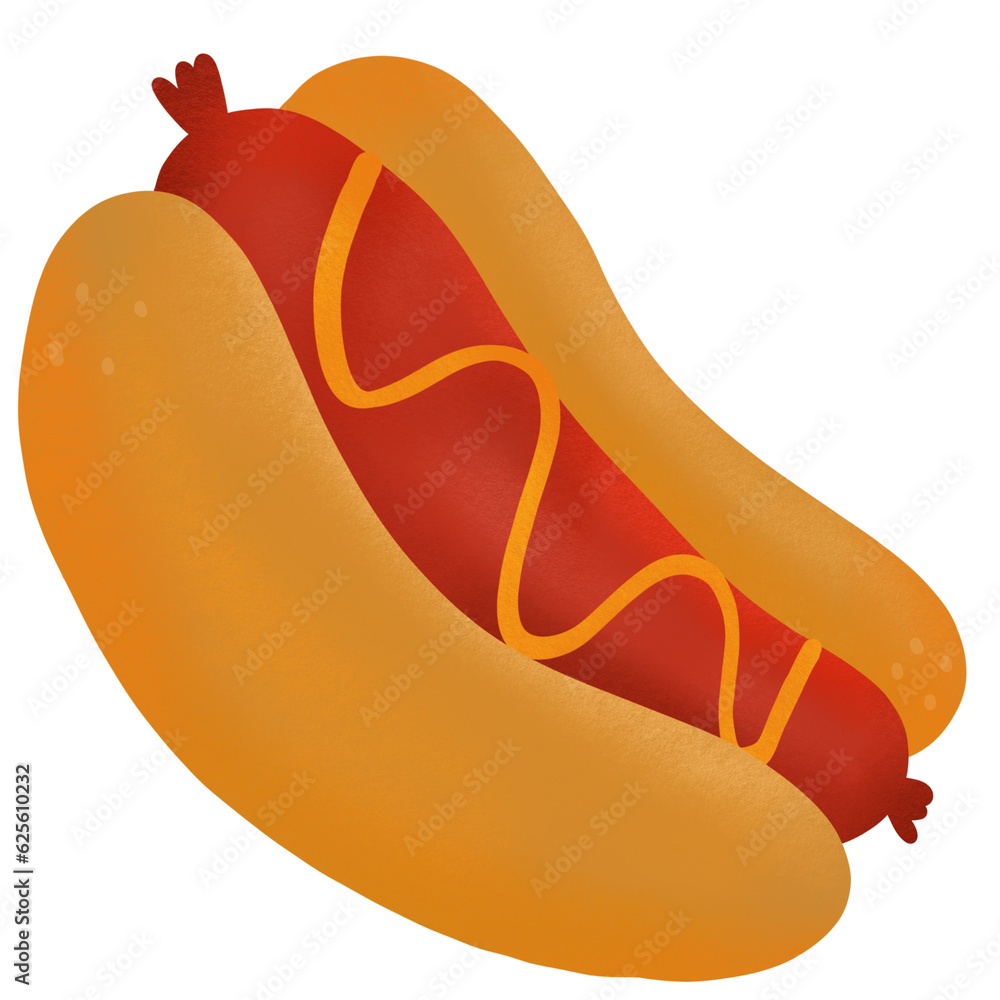 hot dog with mustard watercolor painting hot dog with mustard watercolor painting