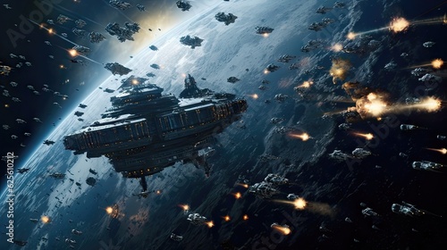 Space Armada Battle Witness the Epic Clash of Interstellar Forces in a Breathtaking Image © Alexander Beker