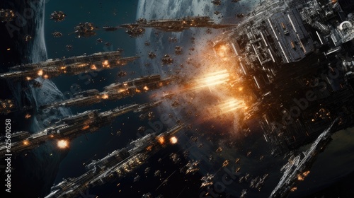 Space Armada Battle Witness the Epic Clash of Interstellar Forces in a Breathtaking Image