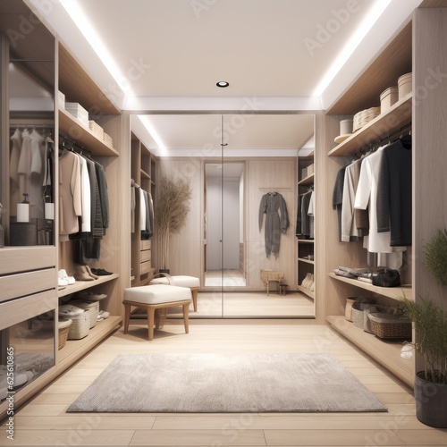 Modern design Dressing Room With Walk In Closet home interior design detail house beautiful background home organize storage manage detail ai generate