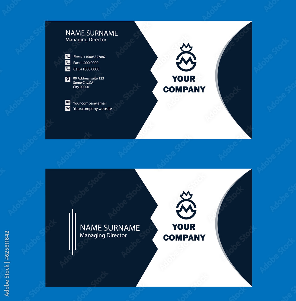 Obraz premium creative business card design with blue and wite colore