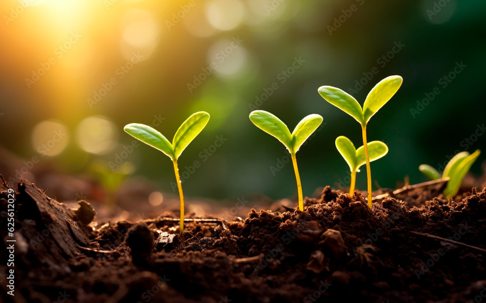 In the photo we see young shoots that are just starting their journey into life. AI generated In the photo we see young shoots that are just starting their journey into life. AI generated