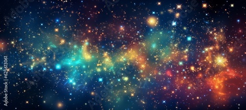 Colorful starry space background. Generative AI technology.
