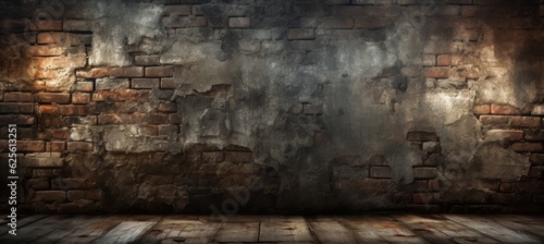 Vintage brick wall texture industrial background. Generative AI technology.	
