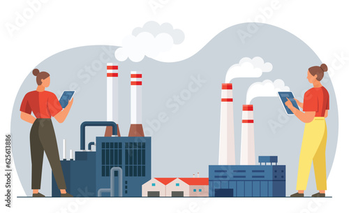 Automation business. Vector illustration. Automation business Element of automation icon for factory concept and indastrial Manager engineers check and control automation robot machine in intelligent