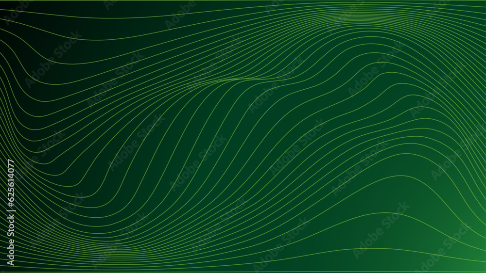 Abstract green waves background design. Vector template banner,  background.