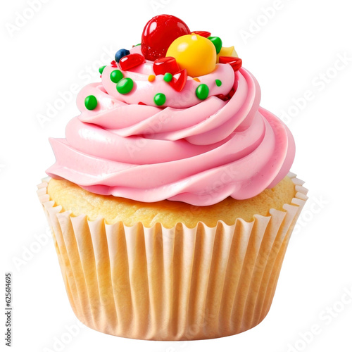 Tasty cupcake isolated on transparent background. AI Generated