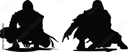 ninja silhouettes set figure photo