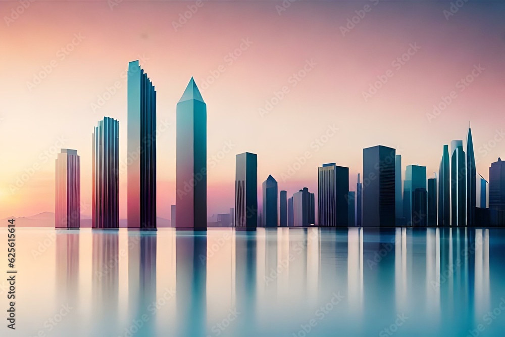 city skyline at sunset generated Ai 