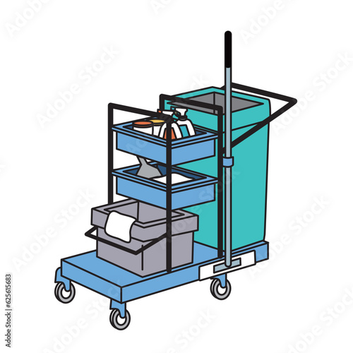 清掃用カートのシンプルなイラスト
