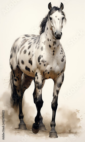 White brown blue horse mane tail hooves an animal is a friend of a person, a pet