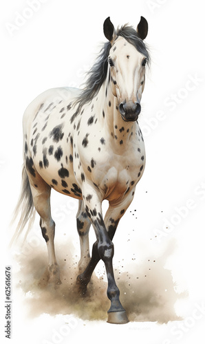 White brown blue horse mane tail hooves an animal is a friend of a person  a pet