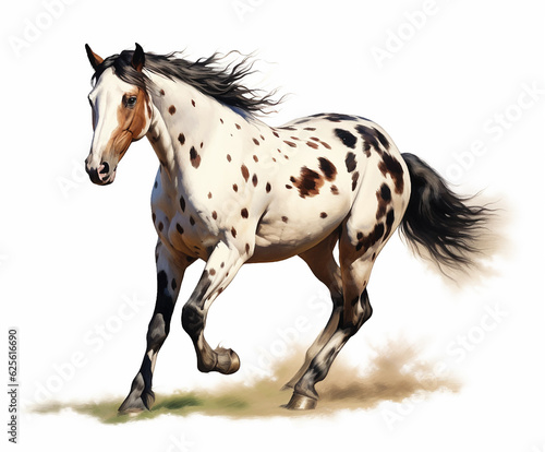 White brown blue horse mane tail hooves an animal is a friend of a person  a pet