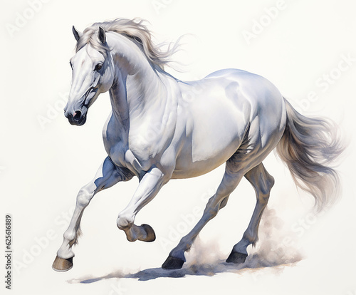 White brown blue spotted horse mane tail hooves an animal is a friend of a person, a pet