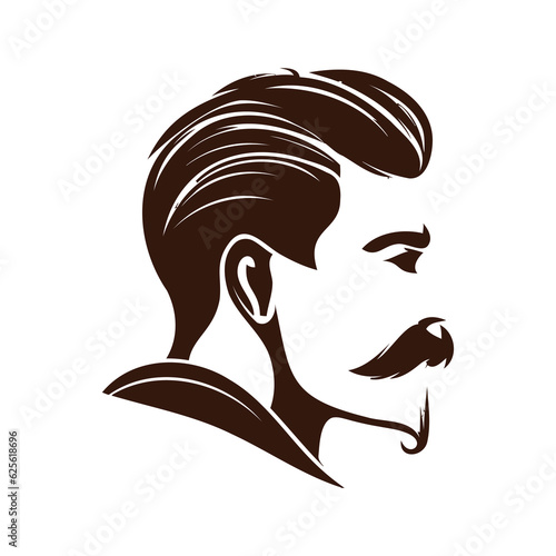 Man head with beard and mustache isolated on white background. Design element for label, emblem, sign. Vector illustration stock illustration