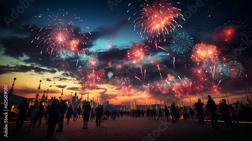 Fireworks background. Generative AI. © Taha