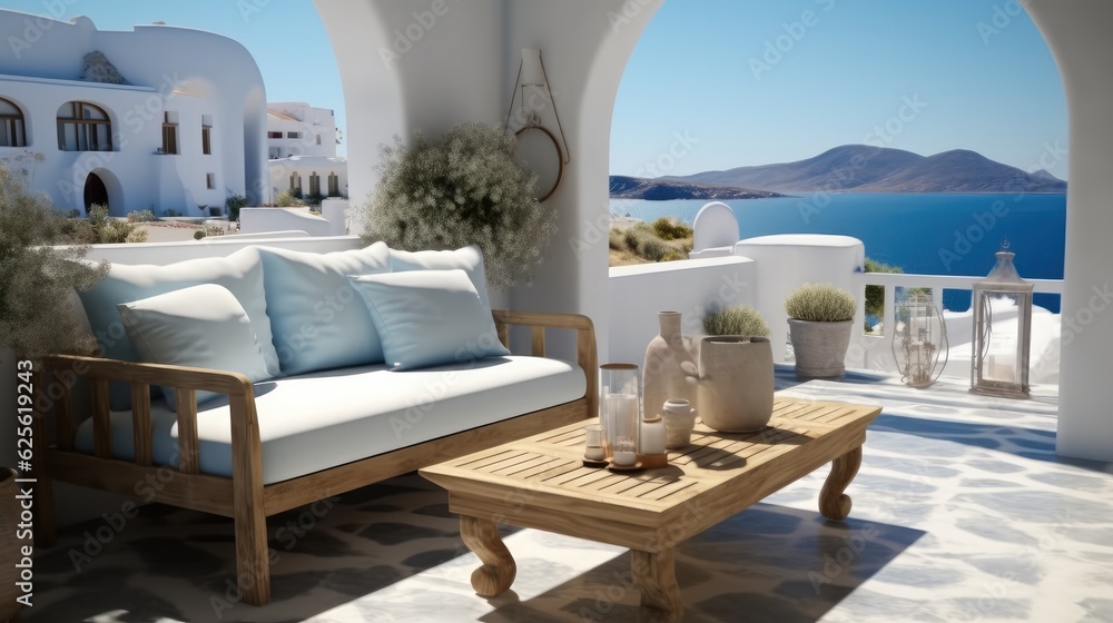 Relaxing scene at a holiday, Living Room with Chairs Overlooking the Sea.