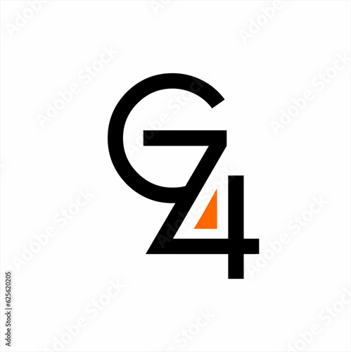 Geometric letter G74 vector logo design.