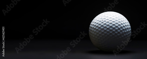 Close-up of golf ball isolated on black backdrop. Generative AI