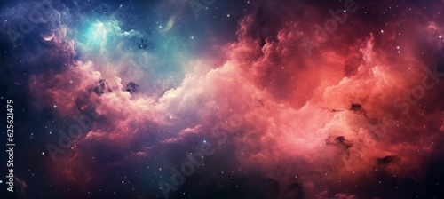 Nebula gas clouds space background. Generative AI technology.