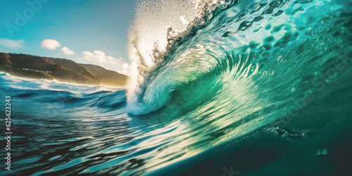 Fototapeta Naklejka Na Ścianę i Meble -  Big barrelling ocean wave close up