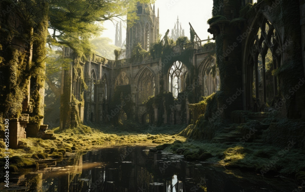 The magnificent cathedral is now moss-covered ruins. The magnificent cathedral is now moss-covered ruins.