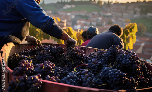 Nebbiolo Grape Harvest In The Barolo Wine Region. Generative AI photo