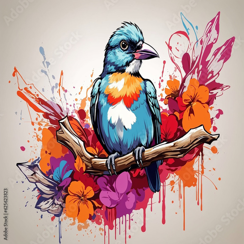parrot on a branch wallpaper and background generated by AI