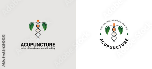 Modern love acupuncture logo design, natural acupuncture treatment and healing logo