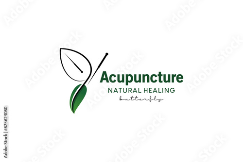 Butterfly acupuncture logo design, natural acupuncture treatment and healing logo