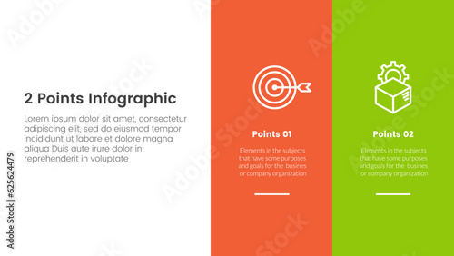 versus or compare and comparison concept for infographic template banner with big column banner on right layout with two point list information vector