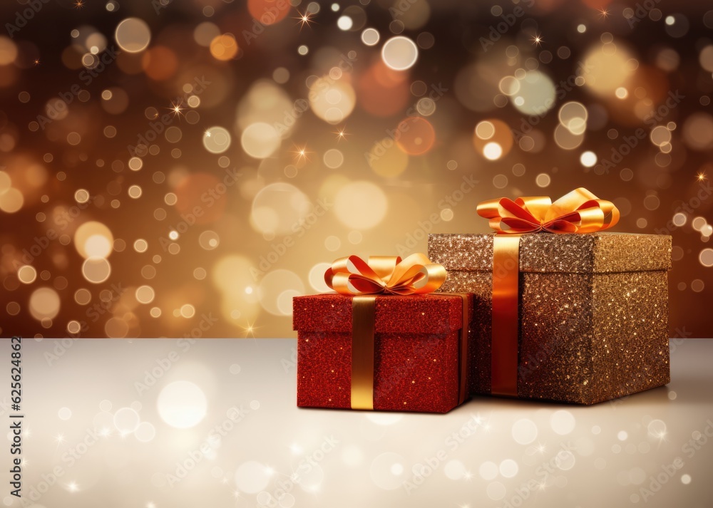Festive background with gift boxes with place for text. Celebration mock-up with wrapped presents Festive background with gift boxes with place for text. Celebration mock-up with wrapped presents