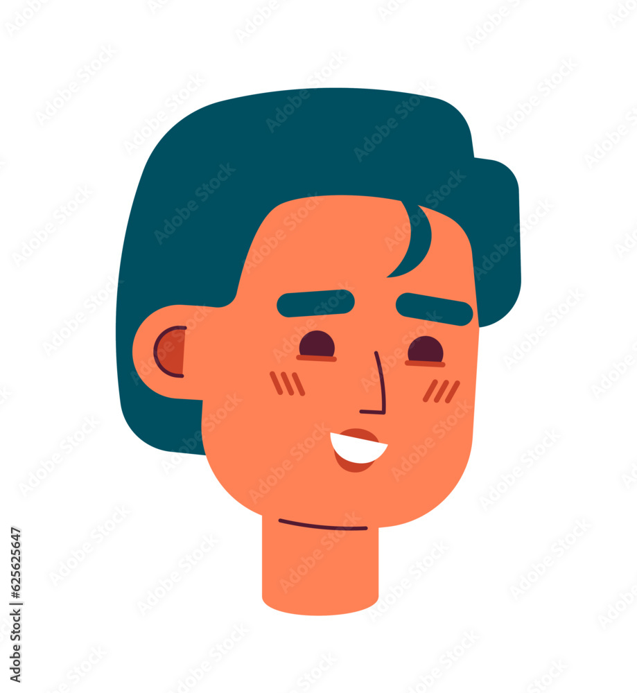 Cute man with short haircut semi flat vector character head. Editable cartoon avatar icon. Face emotion. Colorful spot illustration for web graphic design, animation Cute man with short haircut semi flat vector character head. Editable cartoon avatar icon. Face emotion. Colorful spot illustration for web graphic design, animation