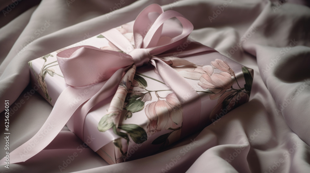 Happy holidays, luxe shopping and love gifts concept. Luxury holiday silk gift box and bouquet of flowers on textured background, romantic surprise as birthday or Valentines Day present. Ai generated. Happy holidays, luxe shopping and love gifts concept. Luxury holiday silk gift box and bouquet of flowers on textured background, romantic surprise as birthday or Valentines Day present. Ai generated.