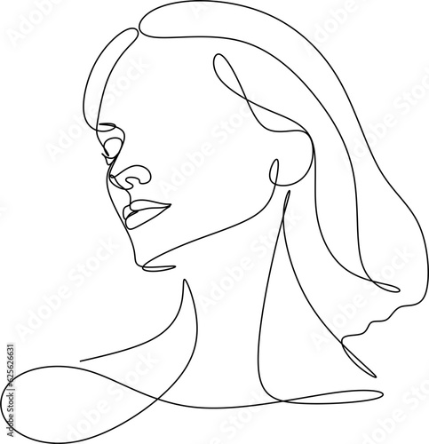 Continuous line drawing of faces and hairstyles , fashion concept, woman beauty minimalist, vector