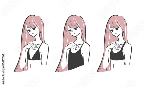 小さい胸に悩む女性のバストアップイラスト