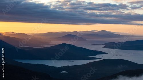 Sunset over the Old Man of Storr from Beinn Na Caillich, Isle of Skye, Scotland Landscape © Matt