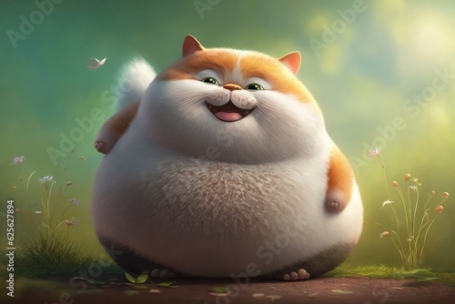 cute and playful chubby kitty wallpaper for forest theme design generative ai