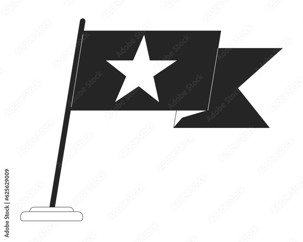 Green flag waving flat monochrome isolated vector object. Achieve
