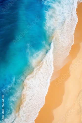 drone top view of beach sand and sea ocean