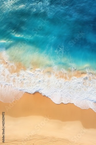 drone top view of beach sand and sea ocean