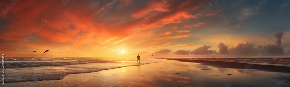 photo landscape of the sunset on the sea beach