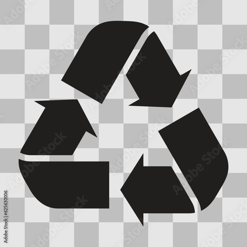 recycle symbol on black transparency isolated