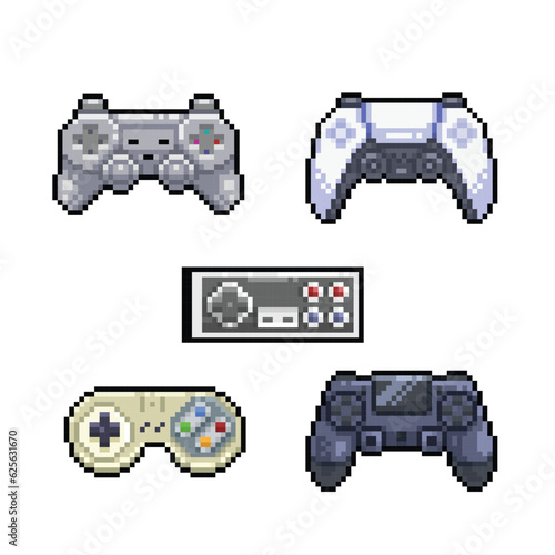 pixelated game controller collection set 