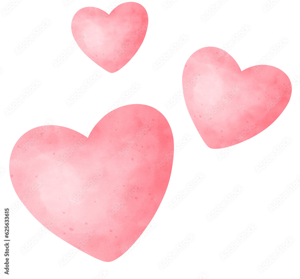 Watercolor illustration of pink heart. Watercolor illustration of pink heart.