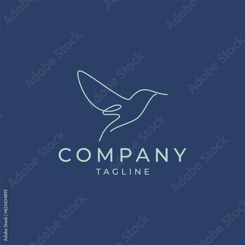 Bird line art logo icon design template
